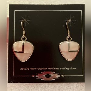 Zuni Native American Mother of Pearl Inlay Earrings